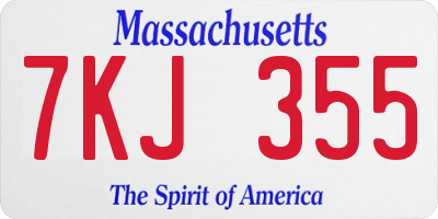 MA license plate 7KJ355