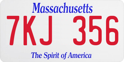 MA license plate 7KJ356
