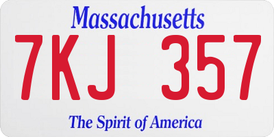 MA license plate 7KJ357