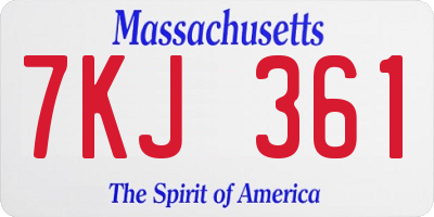 MA license plate 7KJ361
