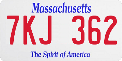 MA license plate 7KJ362