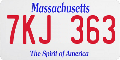 MA license plate 7KJ363