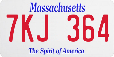 MA license plate 7KJ364