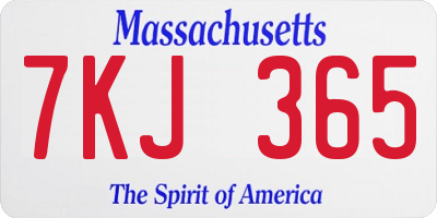 MA license plate 7KJ365
