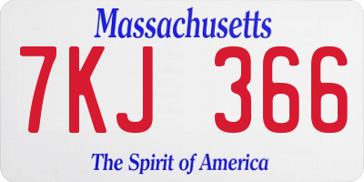 MA license plate 7KJ366
