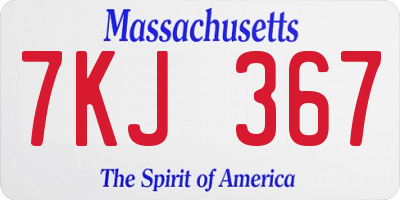 MA license plate 7KJ367