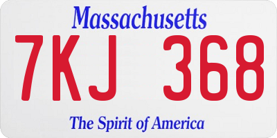 MA license plate 7KJ368