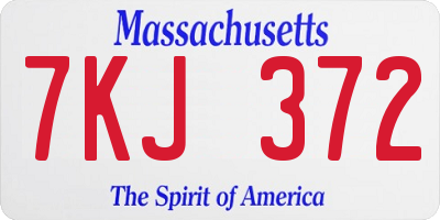 MA license plate 7KJ372