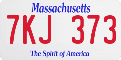 MA license plate 7KJ373