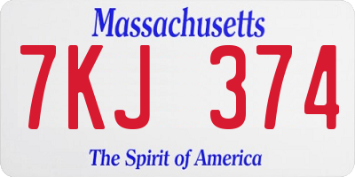 MA license plate 7KJ374