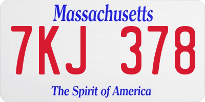 MA license plate 7KJ378
