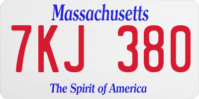 MA license plate 7KJ380