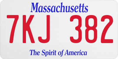 MA license plate 7KJ382