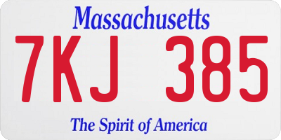 MA license plate 7KJ385