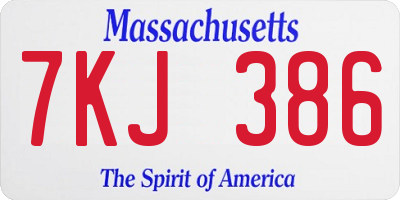 MA license plate 7KJ386