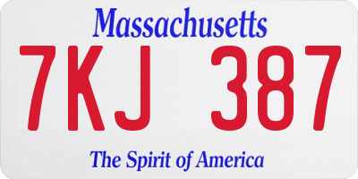 MA license plate 7KJ387