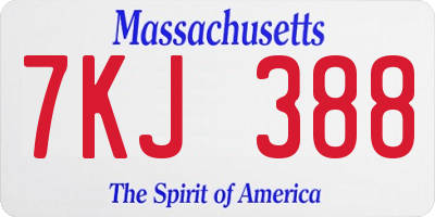 MA license plate 7KJ388