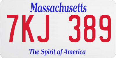 MA license plate 7KJ389