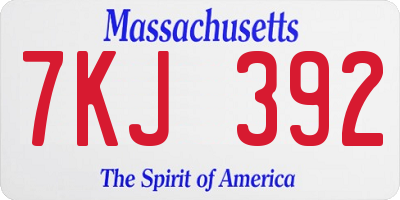 MA license plate 7KJ392
