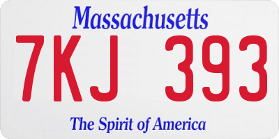 MA license plate 7KJ393