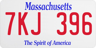 MA license plate 7KJ396