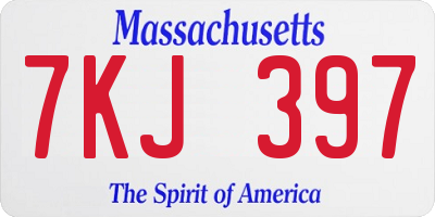 MA license plate 7KJ397