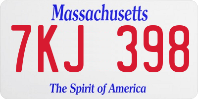 MA license plate 7KJ398