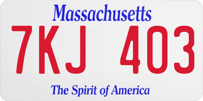MA license plate 7KJ403