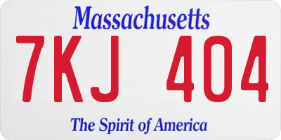 MA license plate 7KJ404