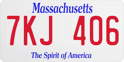 MA license plate 7KJ406