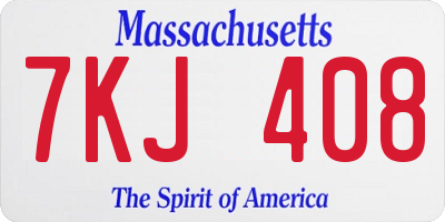 MA license plate 7KJ408