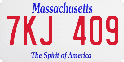 MA license plate 7KJ409