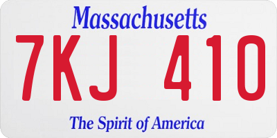 MA license plate 7KJ410
