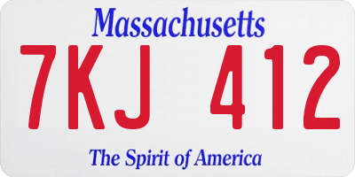 MA license plate 7KJ412