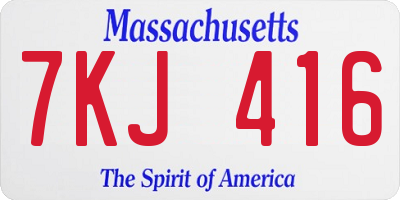 MA license plate 7KJ416