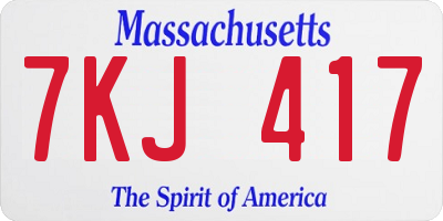 MA license plate 7KJ417