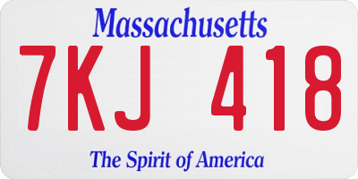 MA license plate 7KJ418