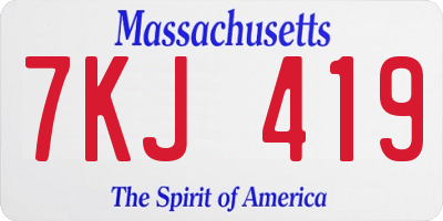 MA license plate 7KJ419