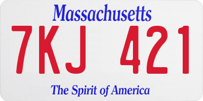 MA license plate 7KJ421