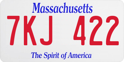 MA license plate 7KJ422