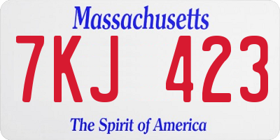 MA license plate 7KJ423