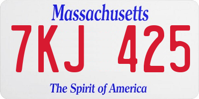MA license plate 7KJ425