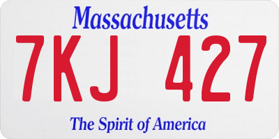 MA license plate 7KJ427