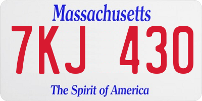 MA license plate 7KJ430