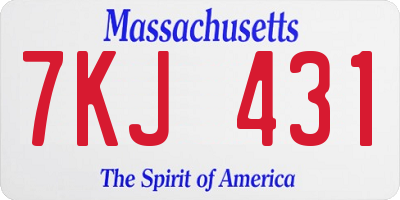 MA license plate 7KJ431