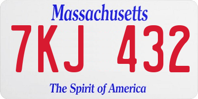 MA license plate 7KJ432