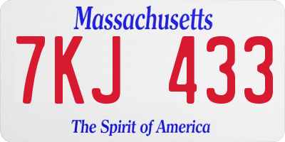 MA license plate 7KJ433