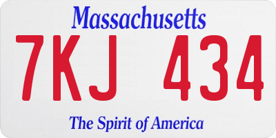 MA license plate 7KJ434