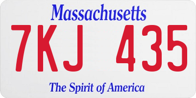 MA license plate 7KJ435