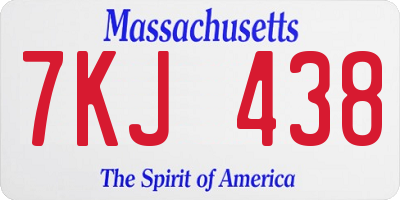 MA license plate 7KJ438